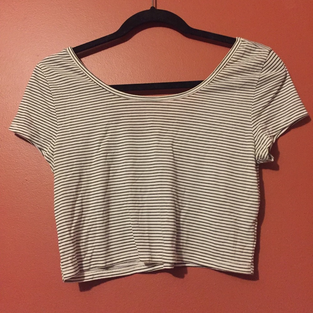 Cropped Lightweight Striped Top